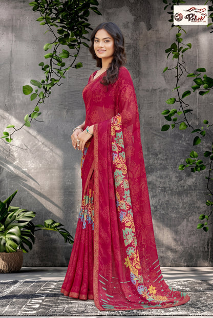 Elegant Kreeva Georgette Saree with Discharge Print Work