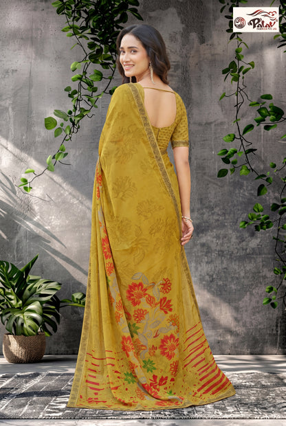 Elegant Kreeva Georgette Saree with Discharge Print Work