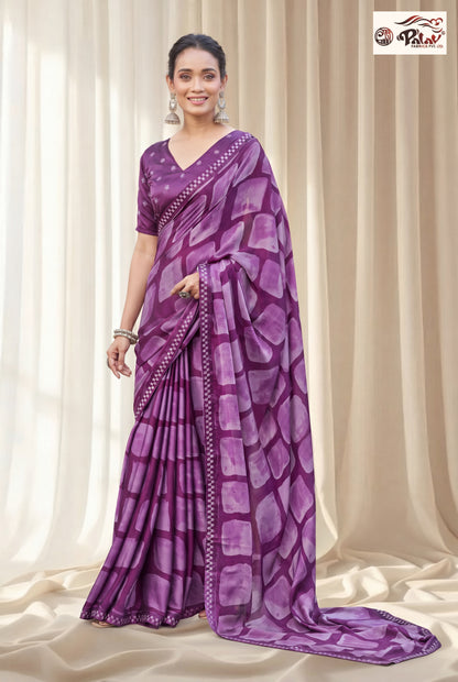 Designer Kreeva Georgette Saree with Semi-Stitched Blouse Piece
