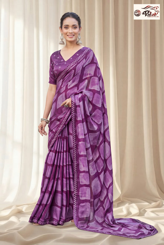 Designer Kreeva Georgette Saree with Semi-Stitched Blouse Piece