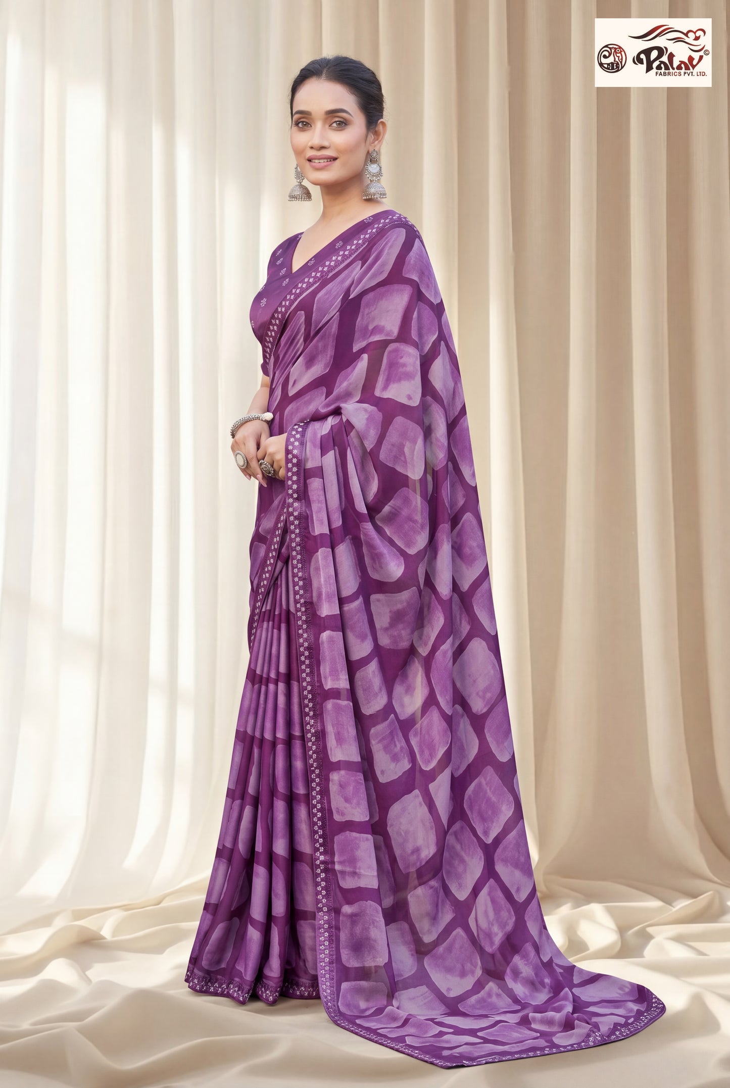 Designer Kreeva Georgette Saree with Semi-Stitched Blouse Piece