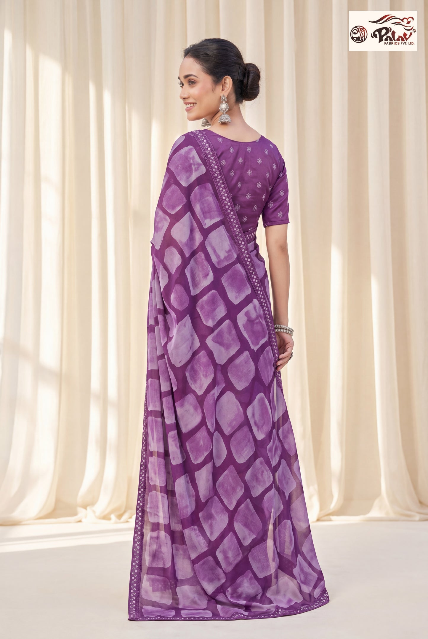 Designer Kreeva Georgette Saree with Semi-Stitched Blouse Piece