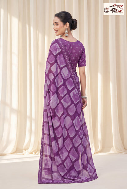 Designer Kreeva Georgette Saree with Semi-Stitched Blouse Piece
