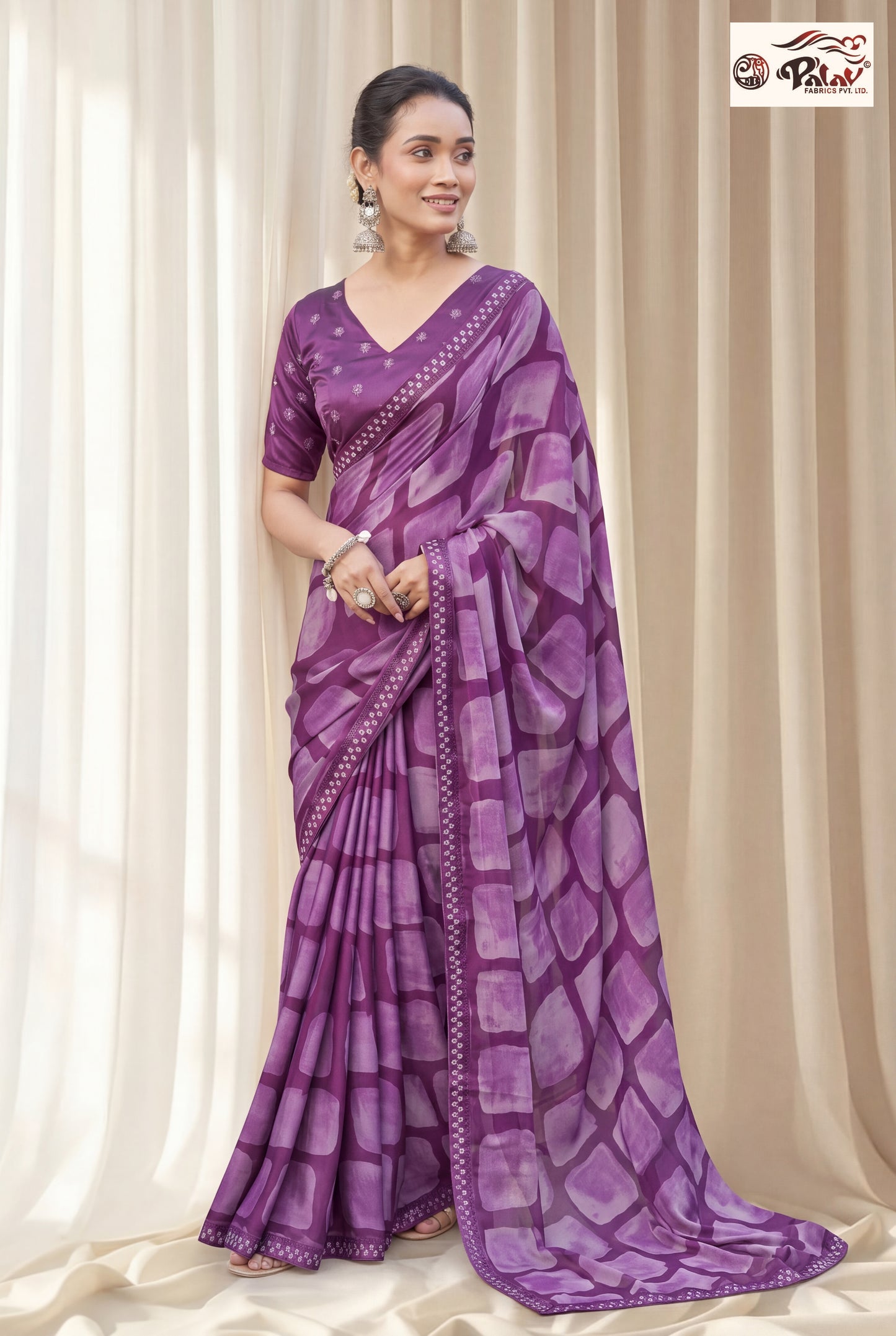 Designer Kreeva Georgette Saree with Semi-Stitched Blouse Piece