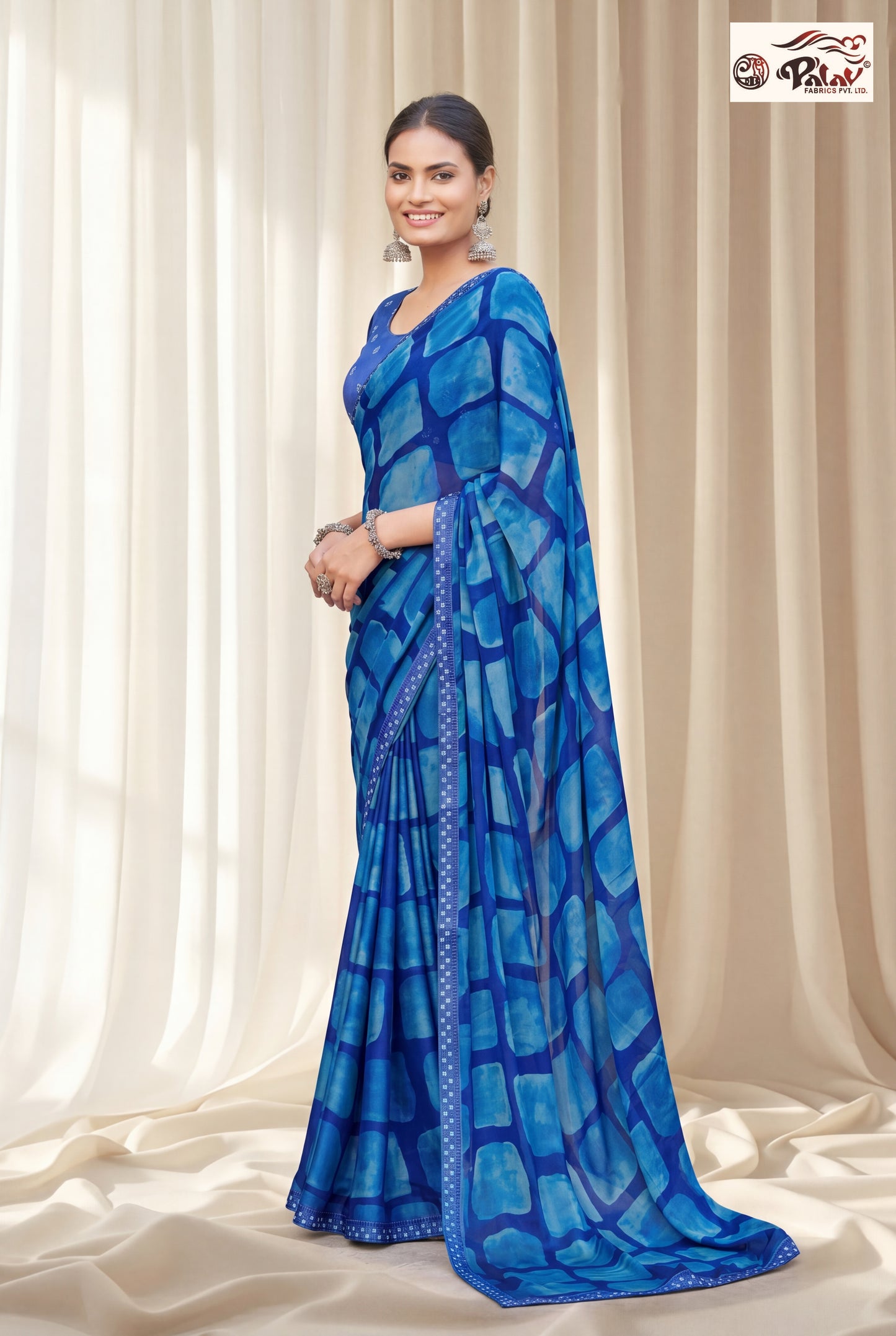 Designer Kreeva Georgette Saree with Semi-Stitched Blouse Piece