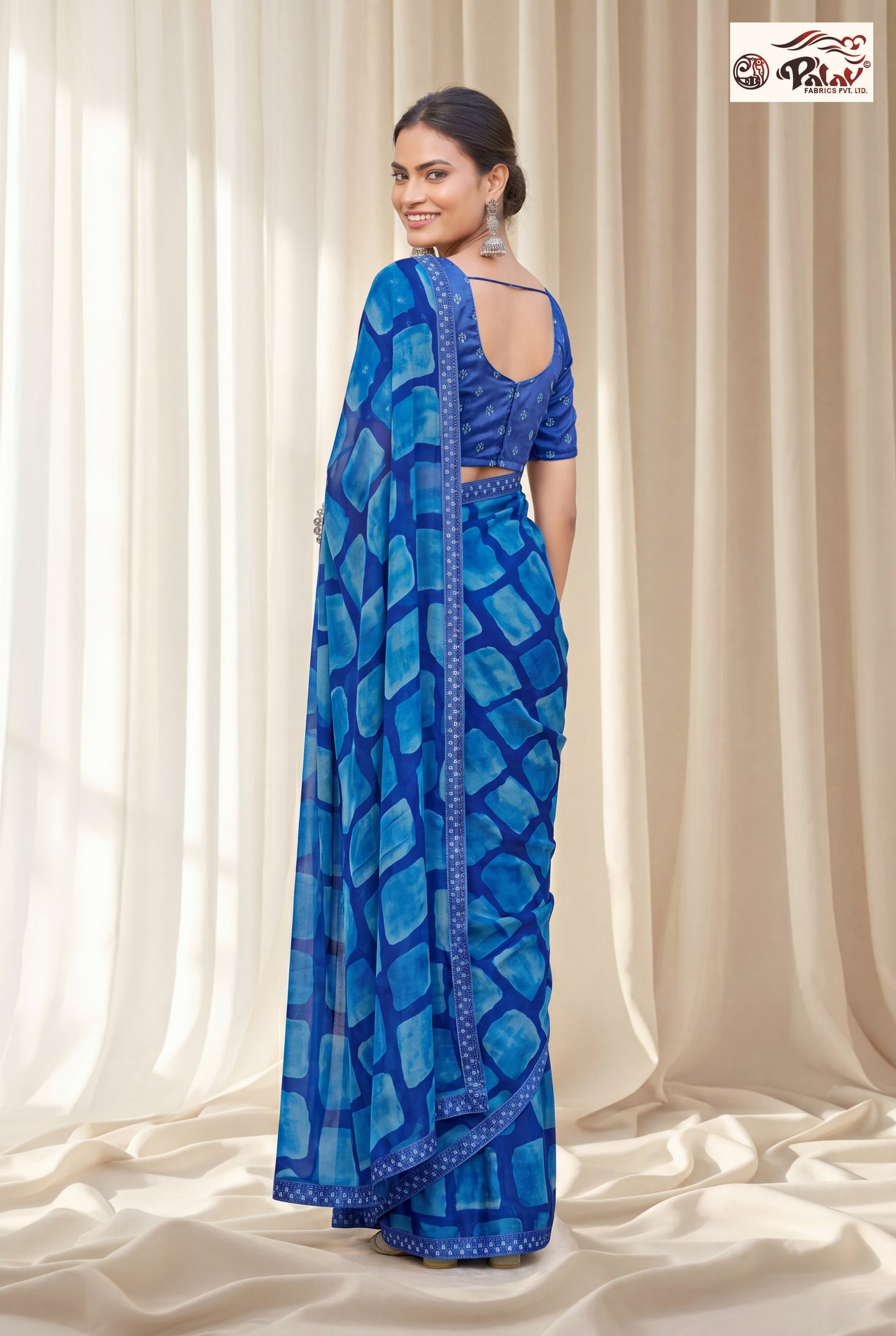 Designer Kreeva Georgette Saree with Semi-Stitched Blouse Piece