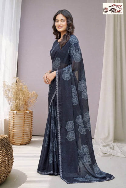 Traditional Kreeva Georgette Saree with Elegant Ethnic Print