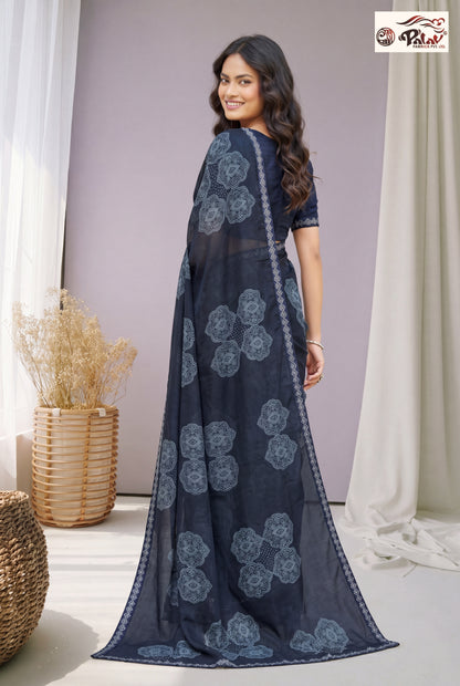Traditional Kreeva Georgette Saree with Elegant Ethnic Print