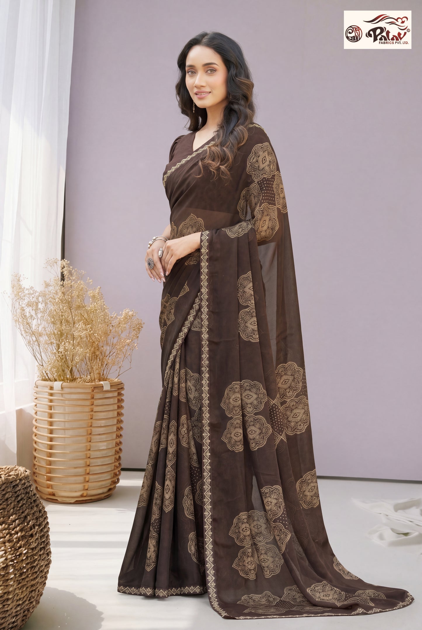 Traditional Kreeva Georgette Saree with Elegant Ethnic Print