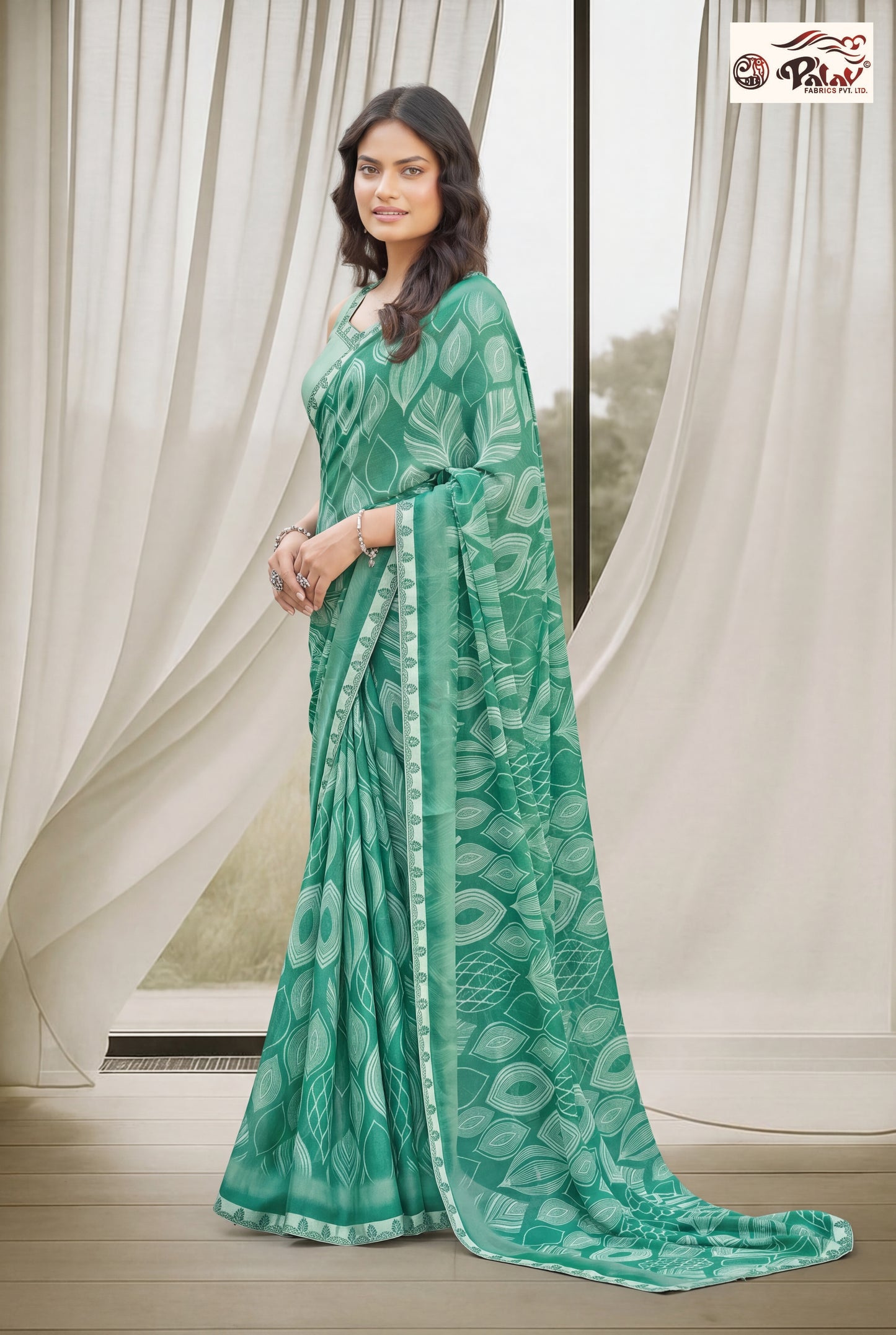 Elegant Kreeva Georgette Saree with Intricate Beads Work