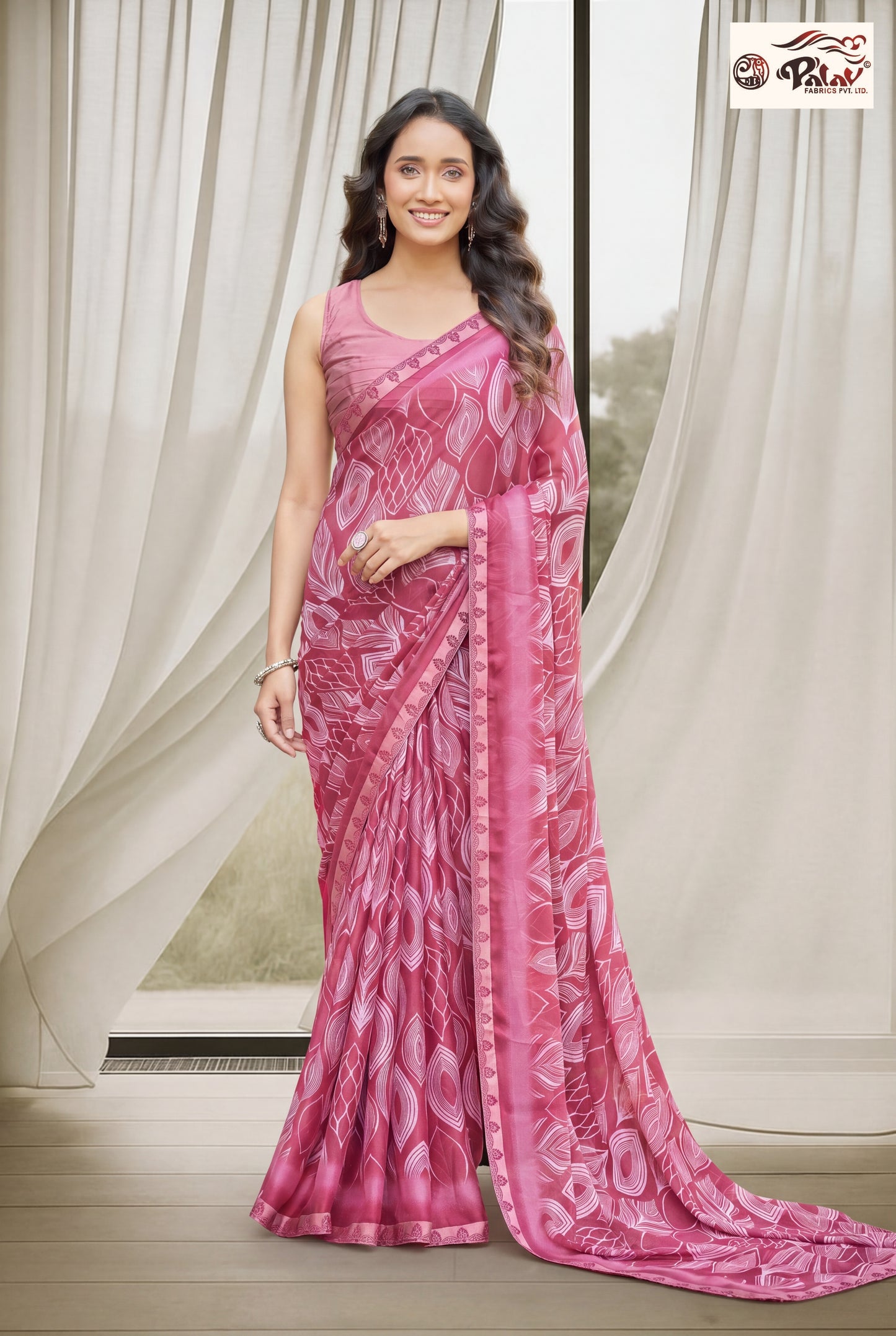 Elegant Kreeva Georgette Saree with Intricate Beads Work
