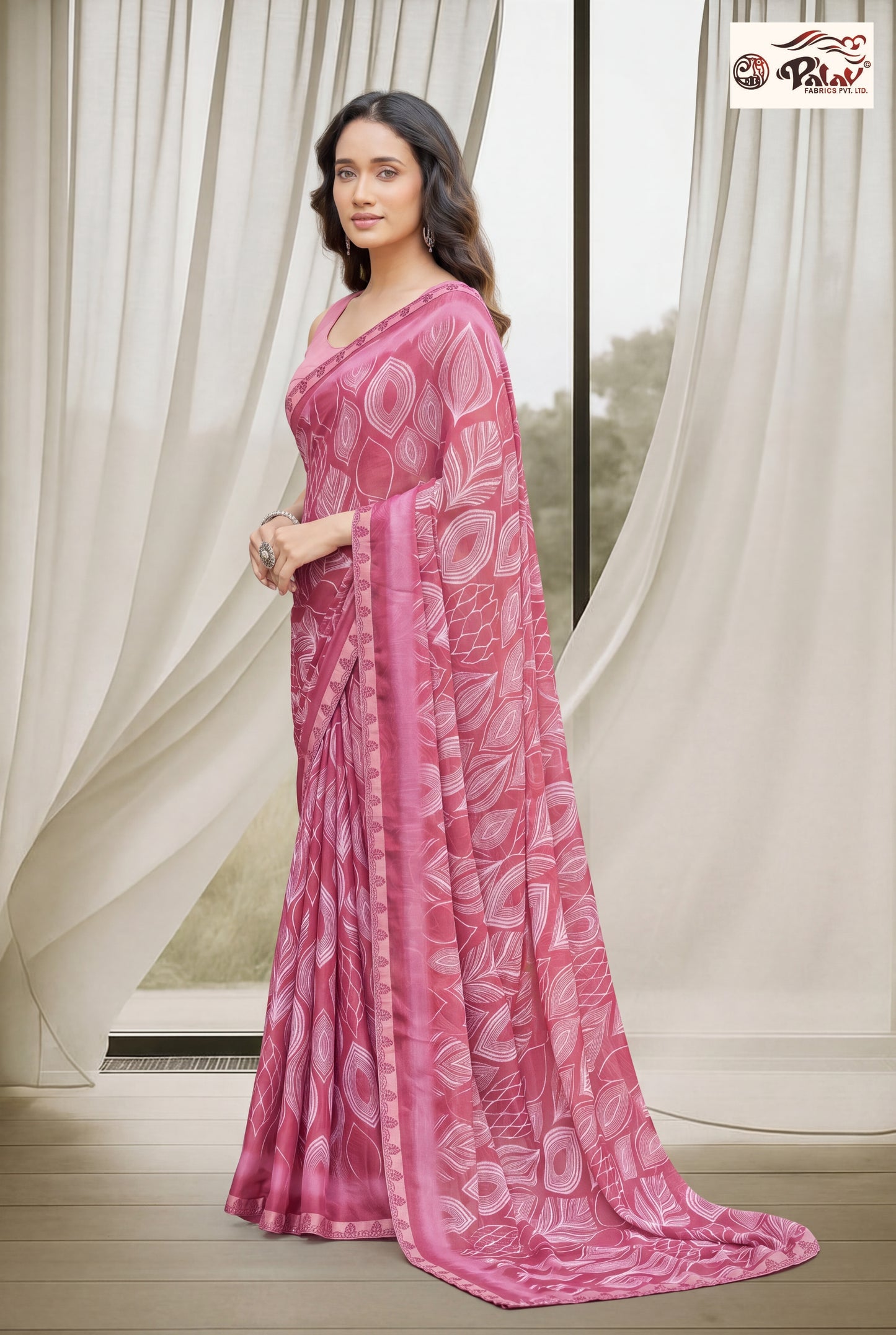 Elegant Kreeva Georgette Saree with Intricate Beads Work