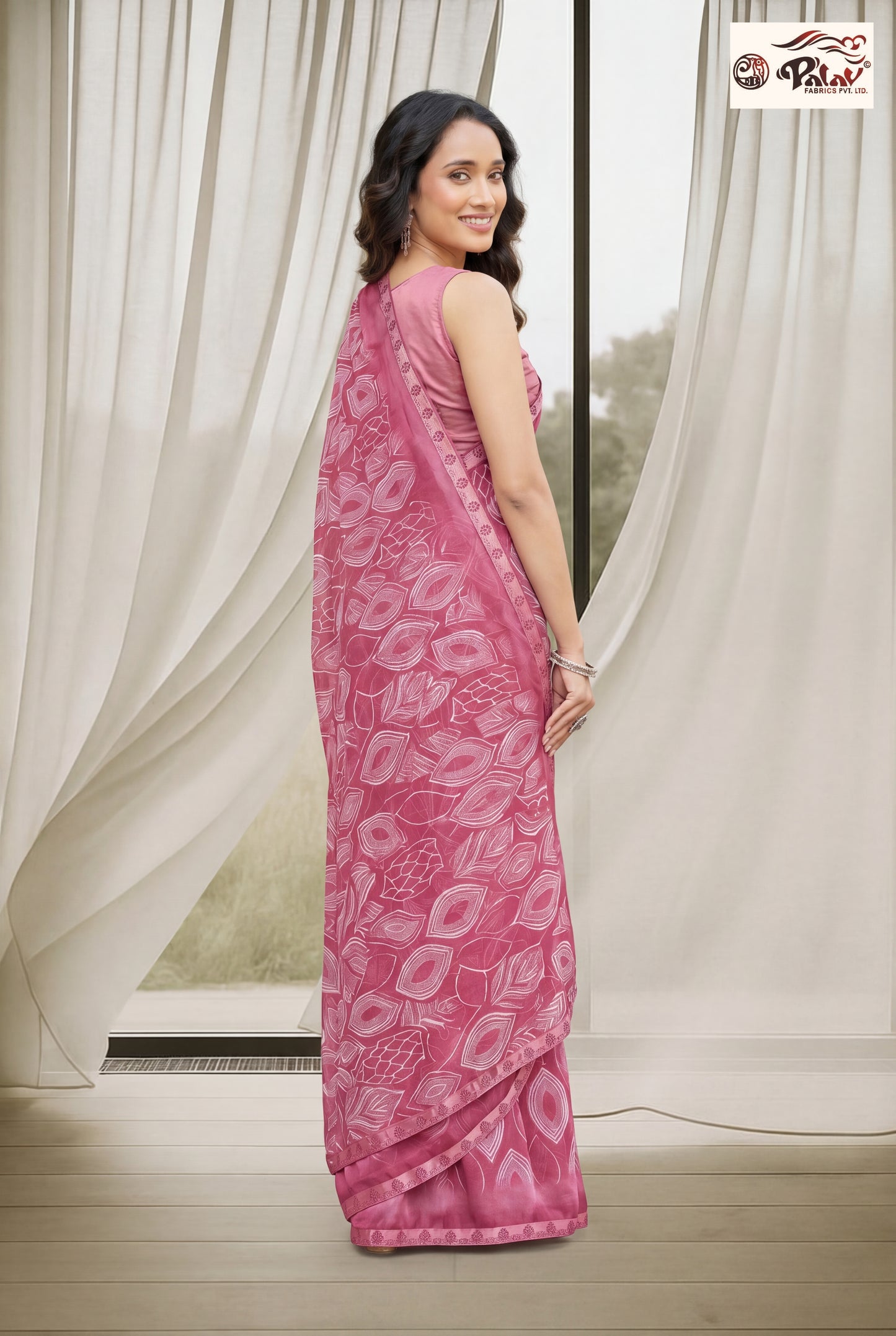Elegant Kreeva Georgette Saree with Intricate Beads Work