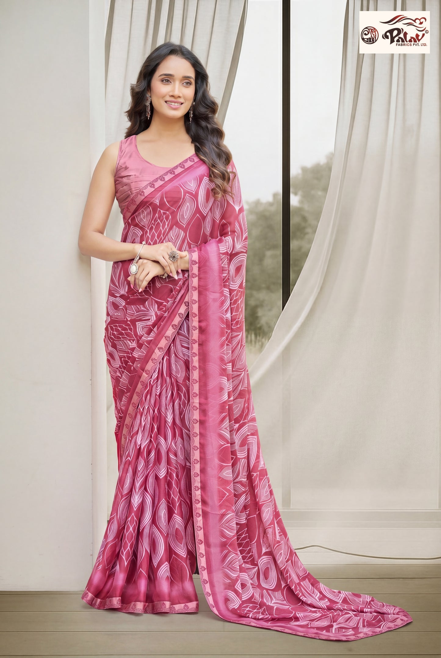 Elegant Kreeva Georgette Saree with Intricate Beads Work