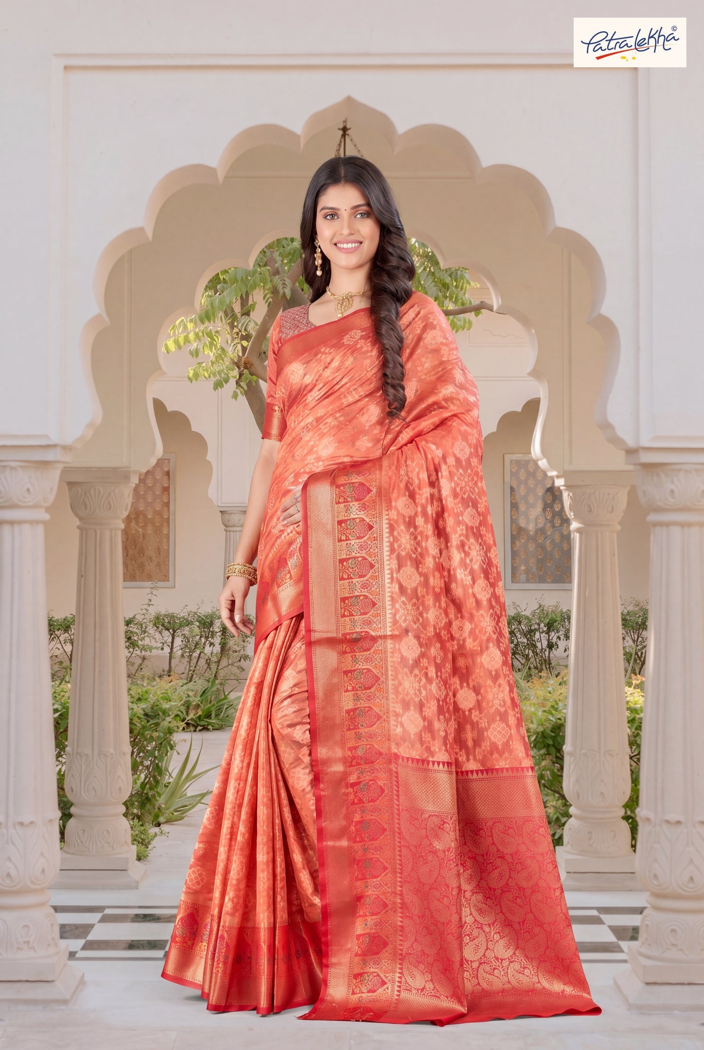 Golden Weaving Soft Silk Saree with Organza Base & Rich Zari Border