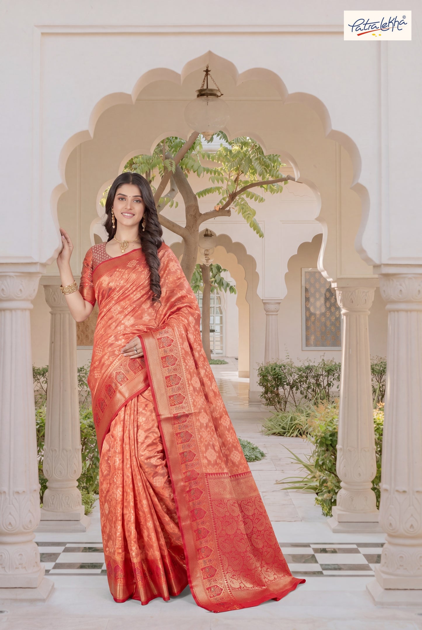 Golden Weaving Soft Silk Saree with Organza Base & Rich Zari Border