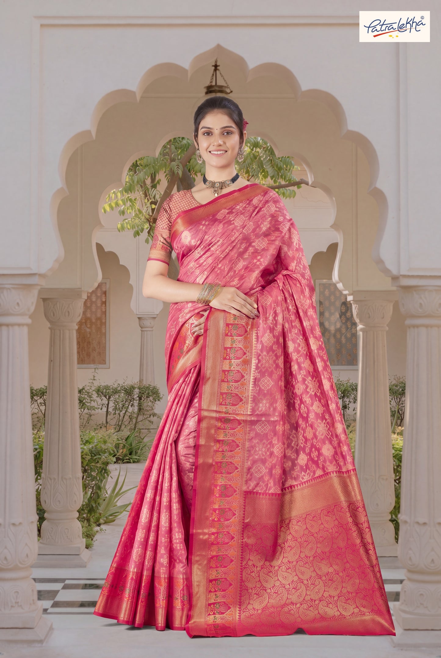 Golden Weaving Soft Silk Saree with Organza Base & Rich Zari Border