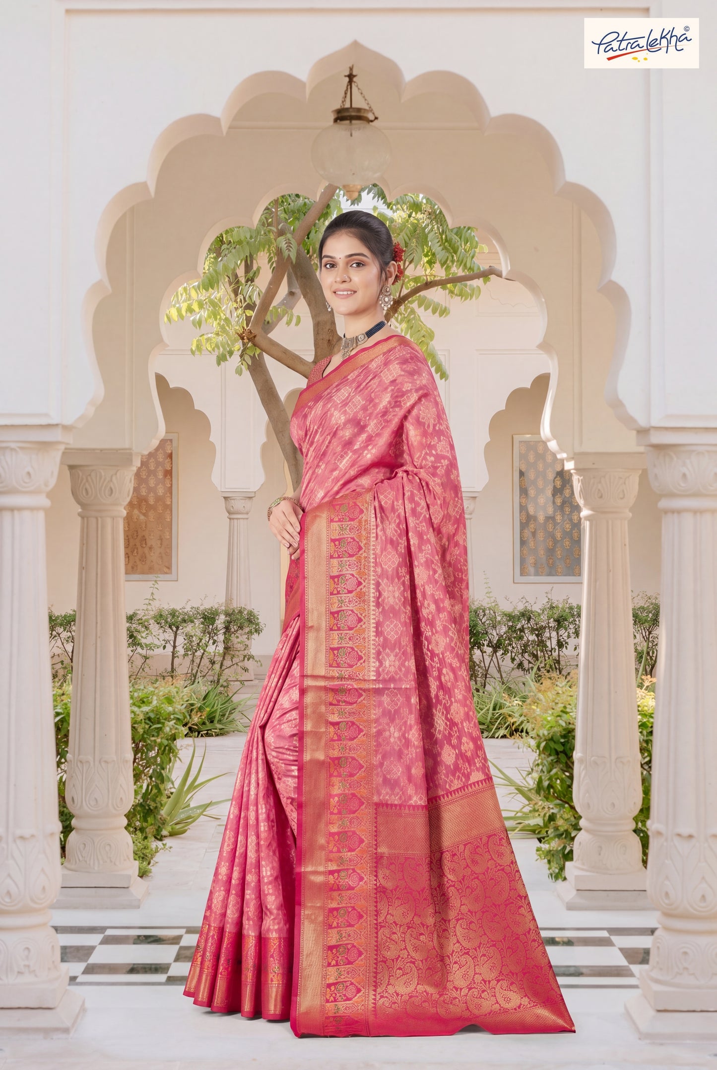 Golden Weaving Soft Silk Saree with Organza Base & Rich Zari Border