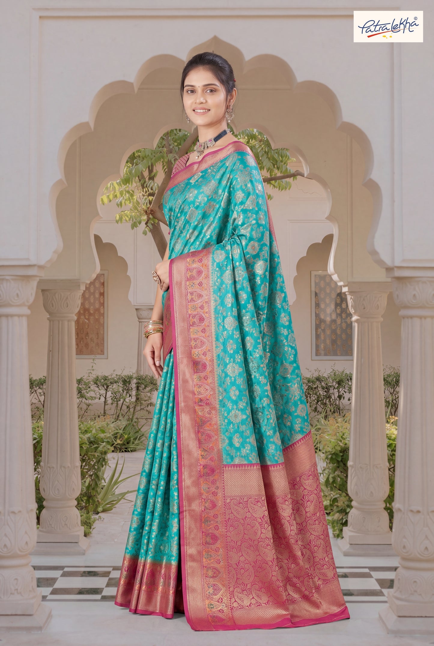 Golden Weaving Soft Silk Saree with Organza Base & Rich Zari Border