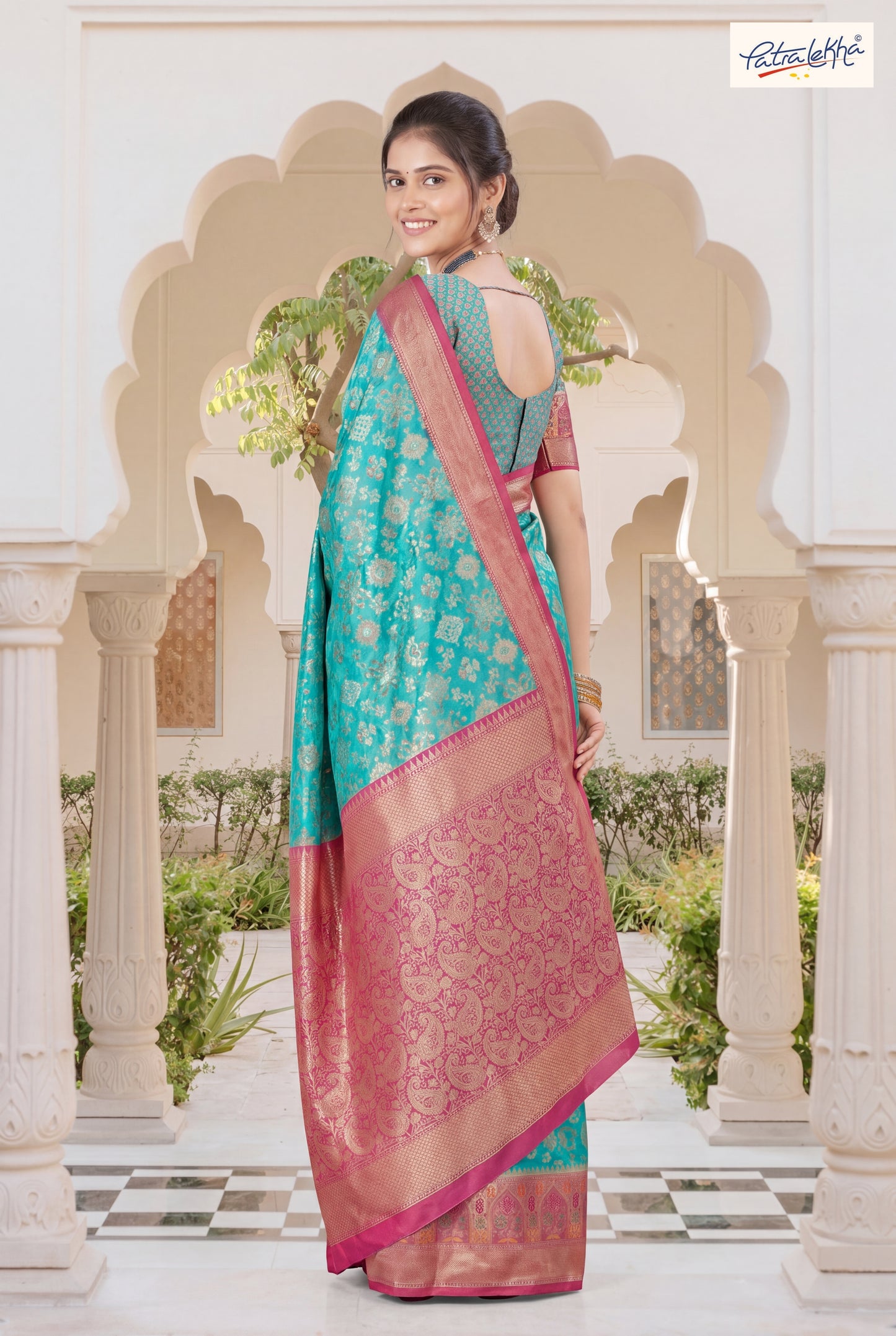 Golden Weaving Soft Silk Saree with Organza Base & Rich Zari Border