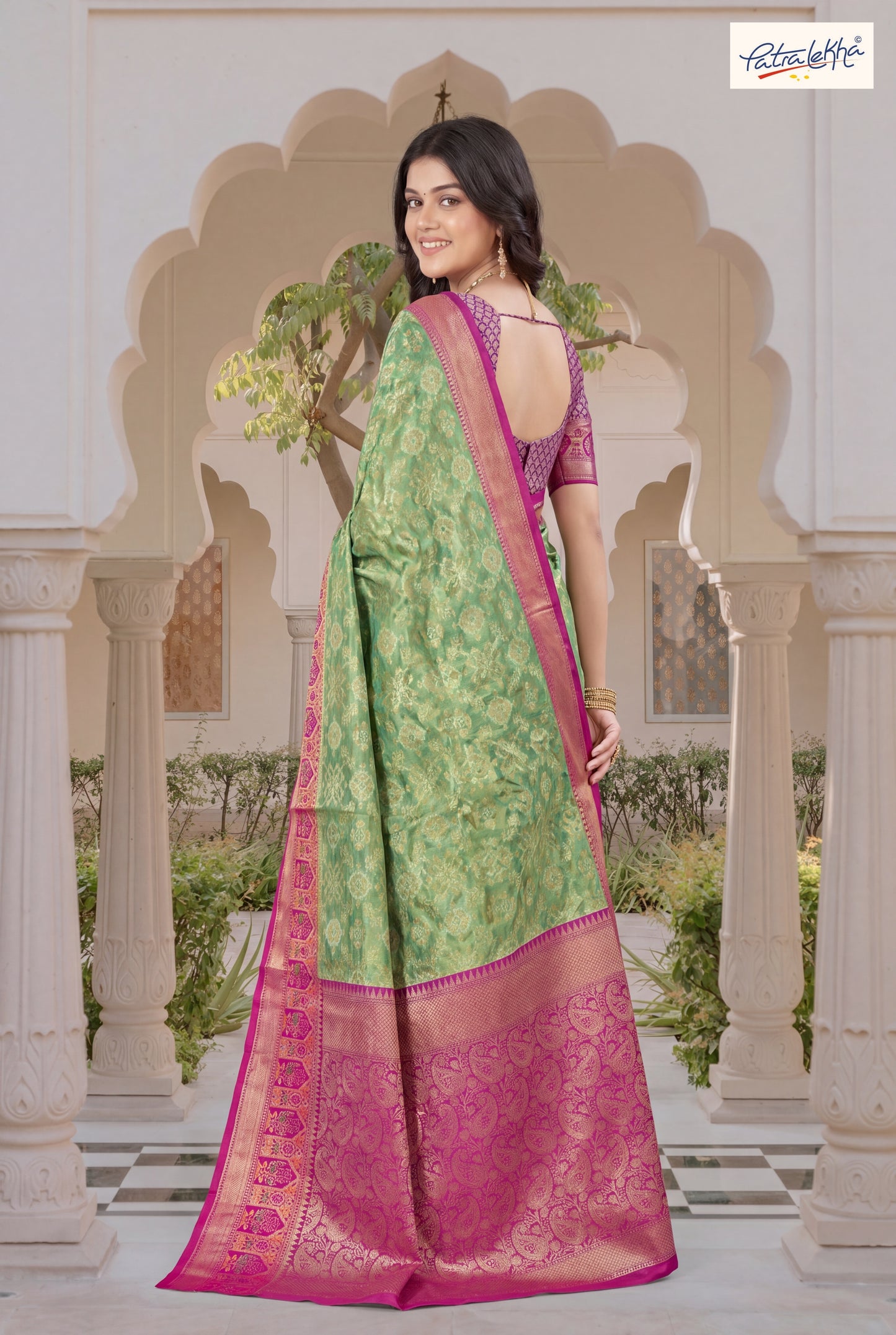 Golden Weaving Soft Silk Saree with Organza Base & Rich Zari Border