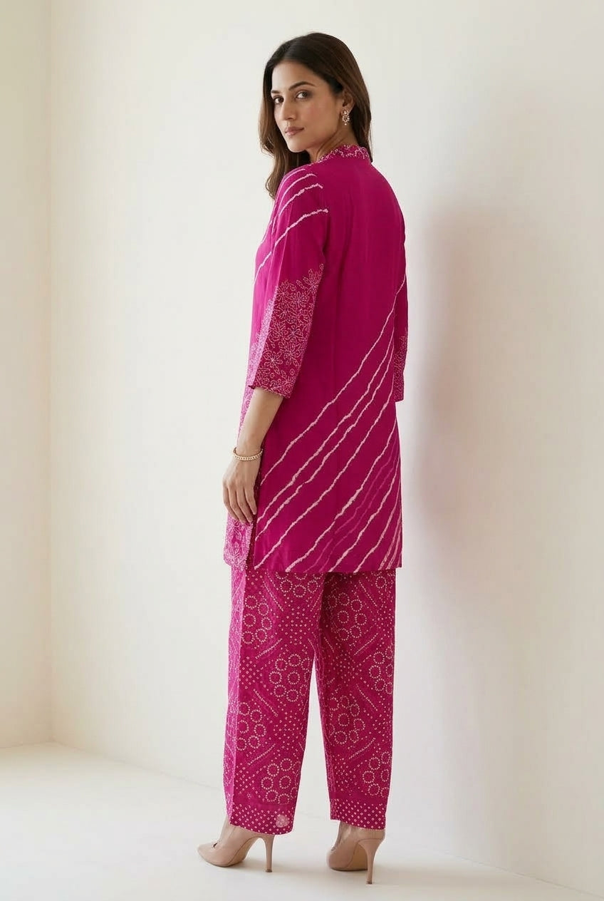 Gulnaar Printed Natural Crepe Kurta Pant Set