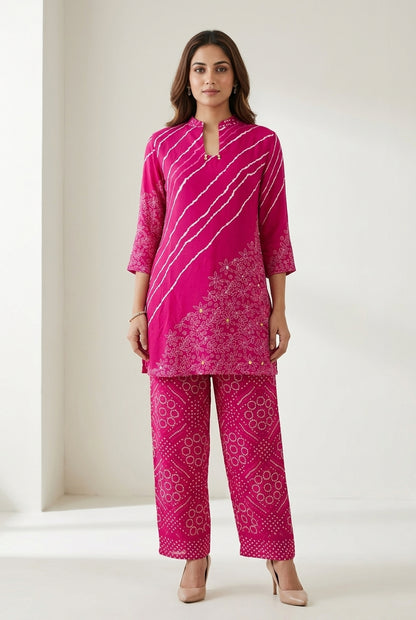 Gulnaar Printed Natural Crepe Kurta Pant Set