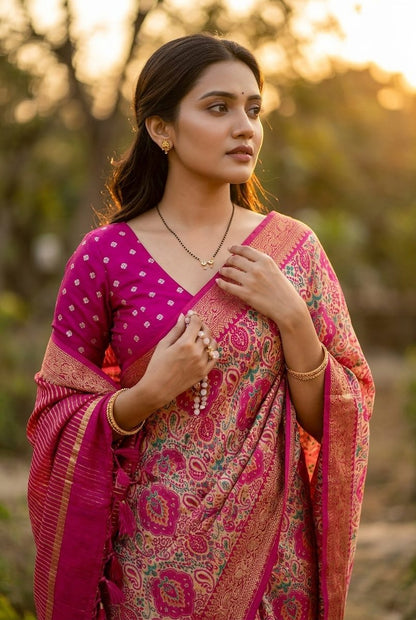 Royal Heirloom Cotton Linen Self-Jacquard Saree