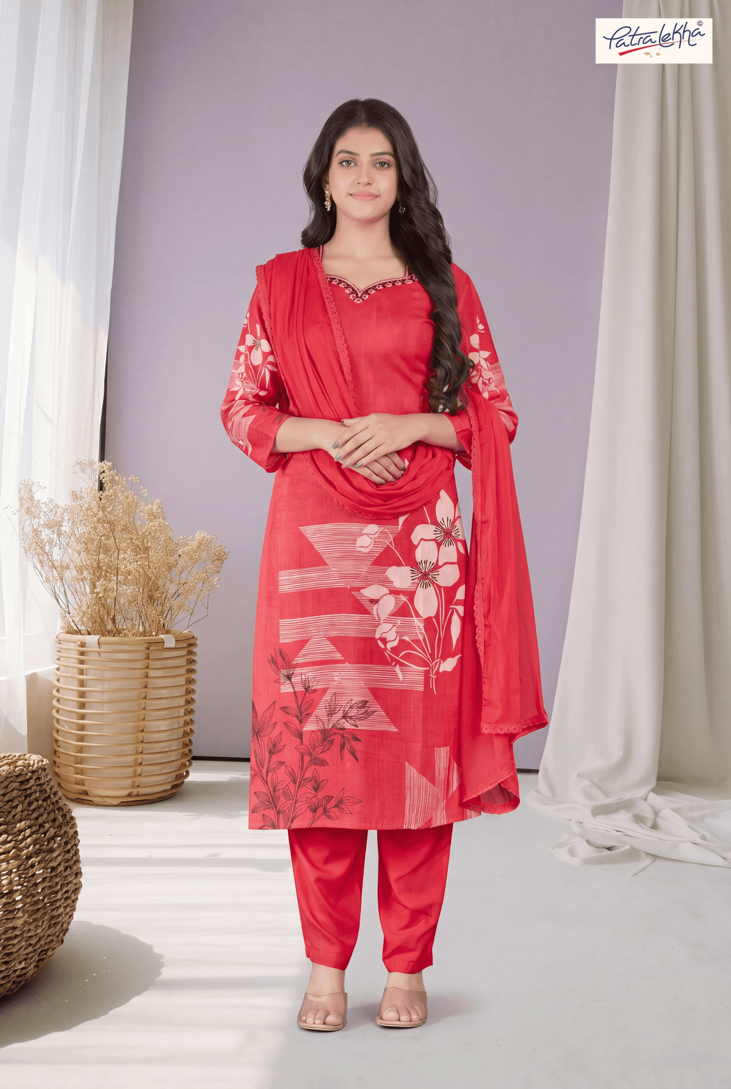 Printed Rayon Kurta Set with Nazmin Dupatta