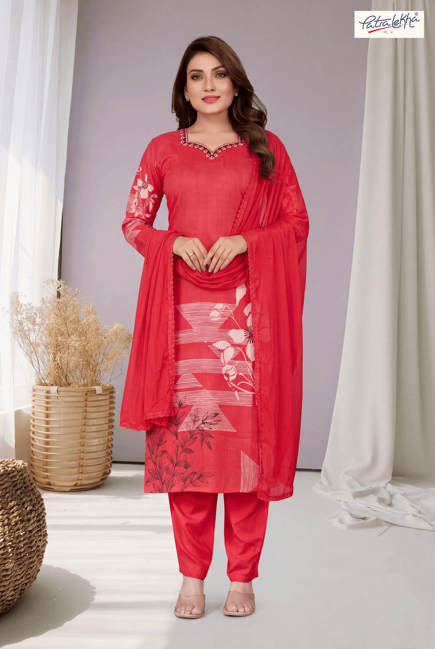 Printed Rayon Kurta Set with Nazmin Dupatta